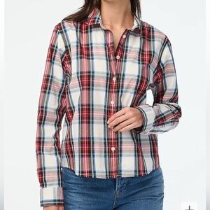 J. Crew Red and White Plaid Button Down Shirt